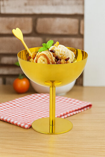 YDGR Stylish and Durable Stainless Steel Ice Cream & Dessert Bowl with Heart Spoon