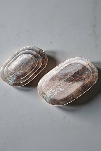 İkram Dünyası Id Fine Oxida Series Oval 4-Piece Kayak Plate Set