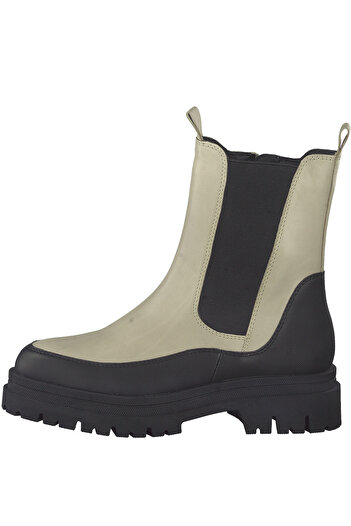 Marco Tozzi cream boots with black sole and elastic