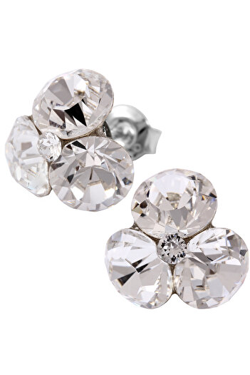 CRYSTAL FASHİON Silver earrings with Clover crystals 11mm
