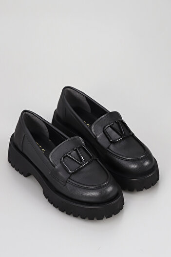 kajal ayakkabı Byl 401 High Sole Buckle Detailed Loafer