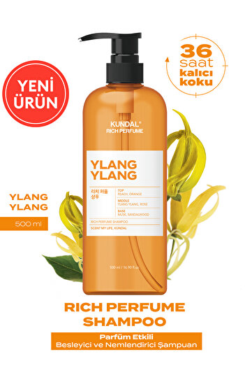 Kundal Parfüm Etkili Besleyici ve Nemlendirici Şampuan Rich Perfume Shampoo 500ml (Ylang Ylang)