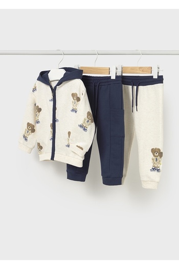 MAYORAL 3-Piece Baby Boy Tracksuit Set with Teddy Bear Print for Ages 1-4