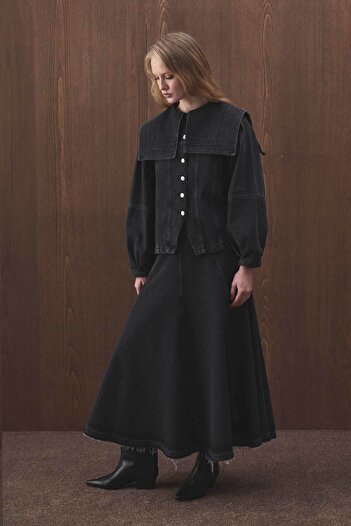 Hooopstore Collared Denim Anthracite Jacket