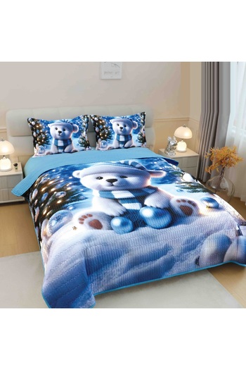 CHIRASO CHIRASO Duvet Cover Set, 220x240cm, 3D Christmas Theme, Double Bed, 2 Pillowcases, Teddy Bear