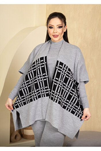 nimet tekstil 3-Piece Knitwear Women's Pullover with a Turtleneck Inside, Standard Size, Ultra-Comfortable Fit