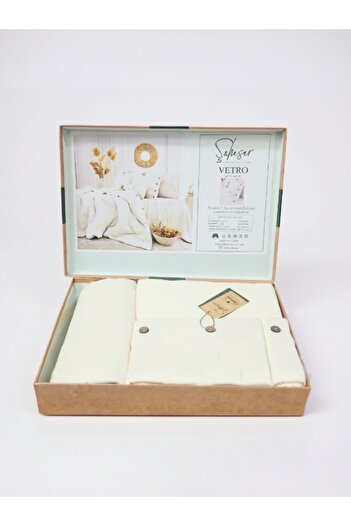 Şaheser Vetro Cream Natural Cotton Duvet Cover Set – 100% Cotton, Breathable and Soft