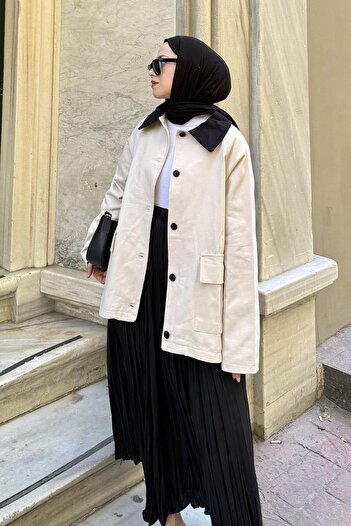 lamelif Collar Detailed Parka Stone
