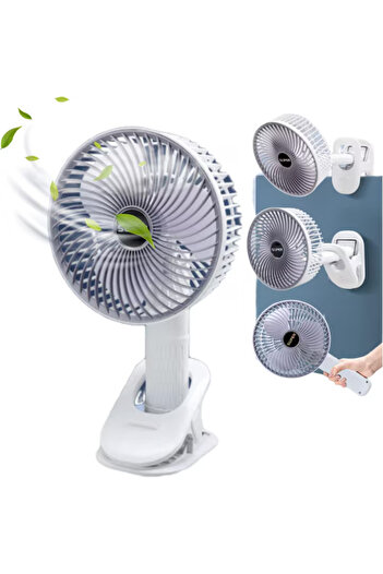 BLMAG Portable Fan, 360° Rotation, 3 Speeds, USB, Low Noise, White, 29 x 18 x 29 cm