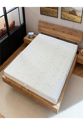 BEST SLEEP Topper Mattress H7 cm polyurethane foam, 150X200 cm, Aloe Vera Removable cover