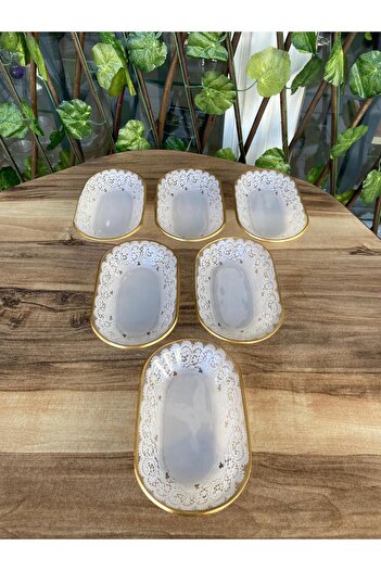 GÜRCÜGLASS Dantel Model 6-Piece Glass Breakfast Presentation Snack Plate Set