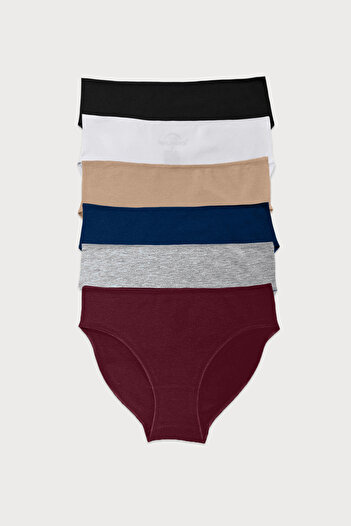 Malabadi Women's Colorful 6-Pack Modal Slim Fit Mid-Rise Slip Panties 187