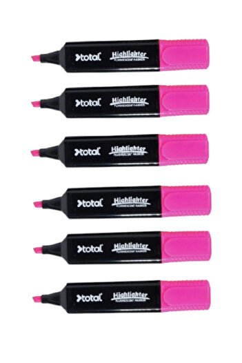 TOTAL Highlighter Pen Pink (6 Pieces)