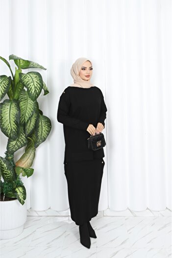 NİSUM MODA Buttoned Mercerized Skirt Suit