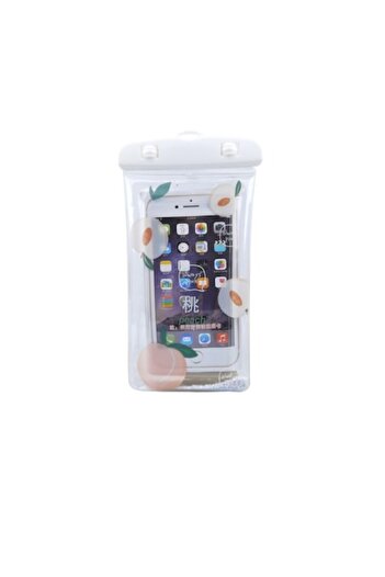 SOFAL Glitter Kids Underwater Waterproof Snowproof Universal Phone/Document Pouch with Lanyard, Peach/Whit