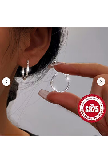 saratremo 925 Silver Round Braided Earrings – 2 cm
