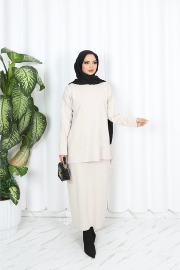 NİSUM MODA Buttoned Mercerized Skirt Suit