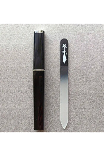 saratremo Premium glass nail file with acrylic stand - cat design