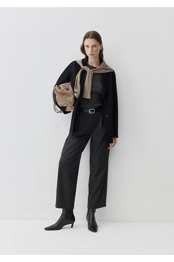 Mavi Wool Blend Anthracite Trousers Baggy/Regular Waist/Wide Leg 1011131-87829