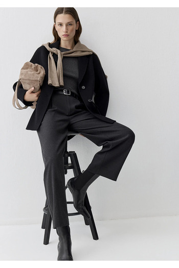 Mavi Wool Blend Anthracite Trousers Baggy/Regular Waist/Wide Leg 1011131-87829