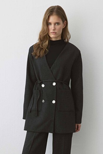 Hooopstore Black Suit with Panama Knit Pants