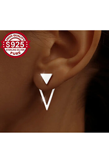 saratremo Silver 925 Earrings "Geometry of Elegance" – Modern Triangular Stud