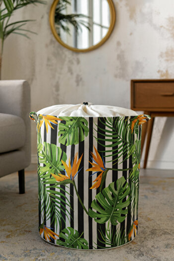 HomyJRs 37×40 Tropical Leaf Pattern Mesh Storage Basket — Multi-Purpose Organizer Basket