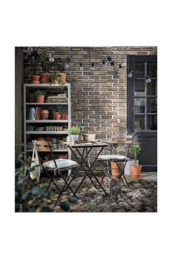 IKEA Table, outdoor, black/light brown, 55x54 cm