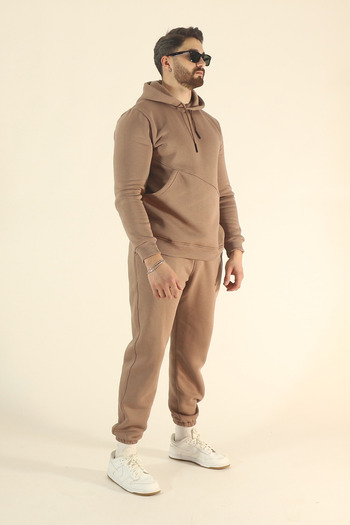 INFLUYENTE Men's Winter Side Pocket Tracksuit Set Sweatshirt Jogger - Regular Soft Hoodie