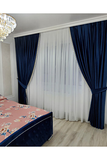 perdra Velvet curtains, 320 GSM, with modern texture with included drapery