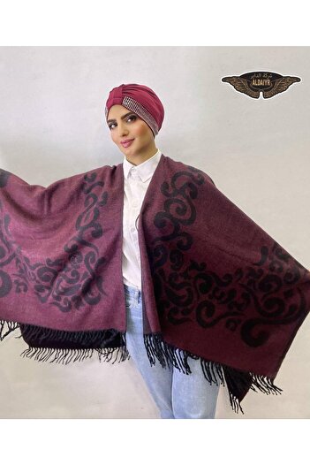 ALDAİR Women's winter double-sided poncho shoulder 140x140