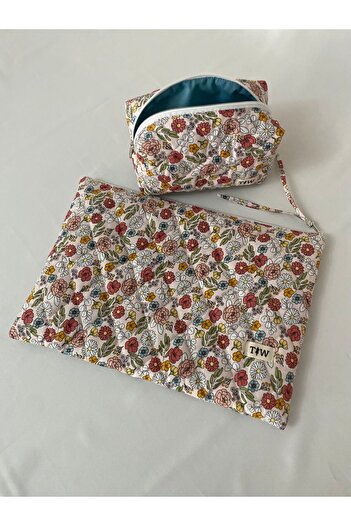 TALL WAY Spring Flower Laptop Sleeve-Pencil Bag Set (13-14 Inch)