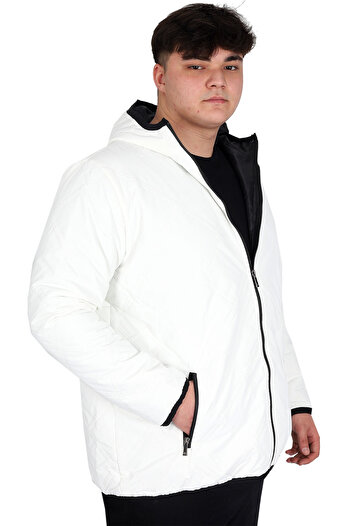 ModeXL Mode XL Large Size Men's Coat Hooded U24608 Ecru