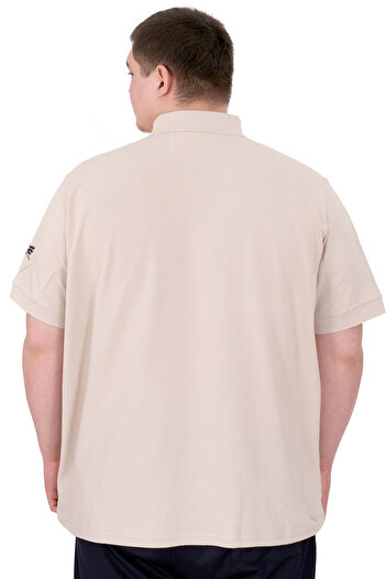 ModeXL Ανδρικό μπλουζάκι Mode XL Plus Size με γιακά πόλο U25305 Μπεζ
