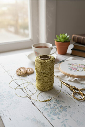 OLİ Art Gold Color Durable Packing String 100 Meters – for Gift, Parcel, Craft and Decoration