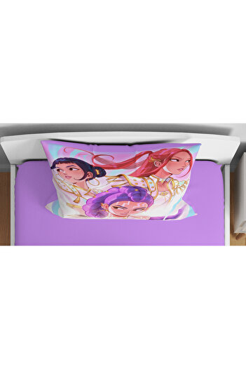 Erays Home Huntrix Anime Patterned 3D Digital Printed Single Girl Duvet Cover Set Without Sheets