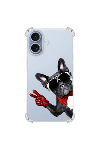 PrintiFy Dog 2 Printed Corner Protection Anti-Shock Transparent Case Compatible with Apple iPhone 16