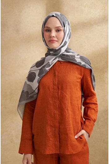 ARMANDA Tulip Pattern Shawl 3380-Grey Ecru