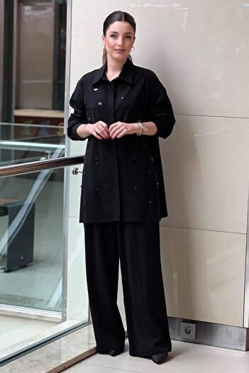 Nuss Stone Sequin Embroidered Shirt Pants Set
