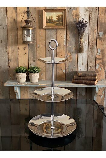 aljahwari Luxury Polished Stainless Steel 3-Tier Serving Stand