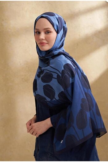 ARMANDA Tulip Pattern Shawl 3380-Navy Blue