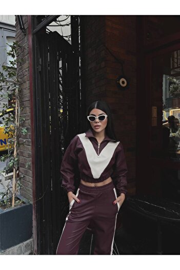 Friday Mood Women's Leather Button Detailed Pants Sweatshirt Set