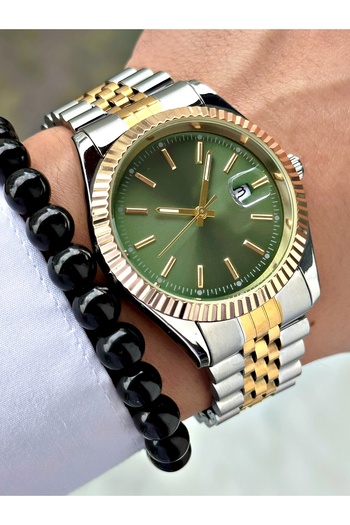 Tisaati Luxury Design Special Series Eşref Single Watch Model Metal Band Men's Wristwatch with Calendar-Bracelet Gift