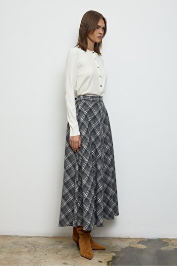 QANU Lady Plaid Skirt Gray