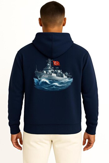 Bahriyeli Collection Hooded Tcg Yavuz F-240 Unisex Sweatshirt with Pocket and Back Design
