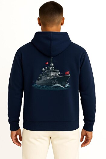 Bahriyeli Collection Hooded Tcg Turgutreis F-241 Unisex Sweatshirt with Pocket and Back Design