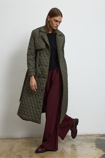 QANU Valora Quilted Coat Green