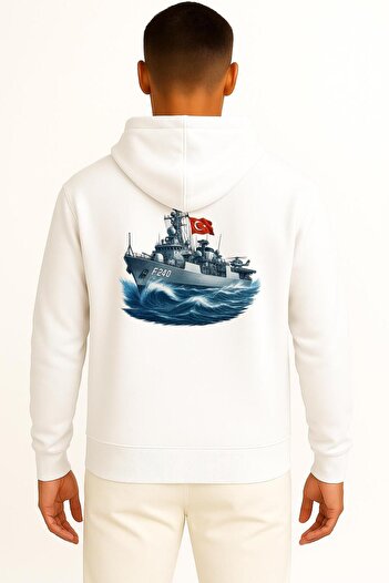 Bahriyeli Collection Hooded Tcg Yavuz F-240 Unisex Sweatshirt with Pocket and Back Design