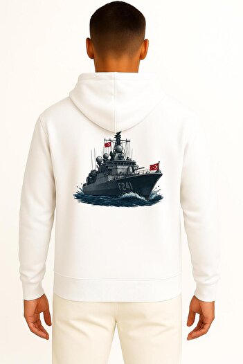 Bahriyeli Collection Hooded Tcg Turgutreis F-241 Unisex Sweatshirt with Pocket and Back Design