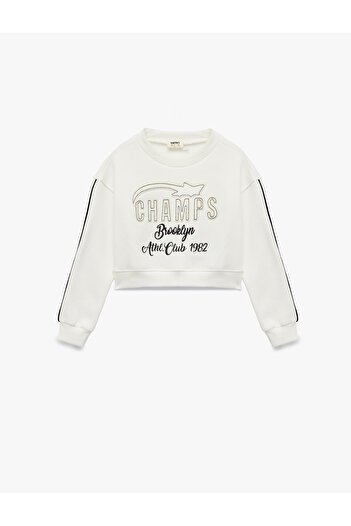 Koton Long Sleeve Crew Neck Applique Detailed Cotton Sweatshirt